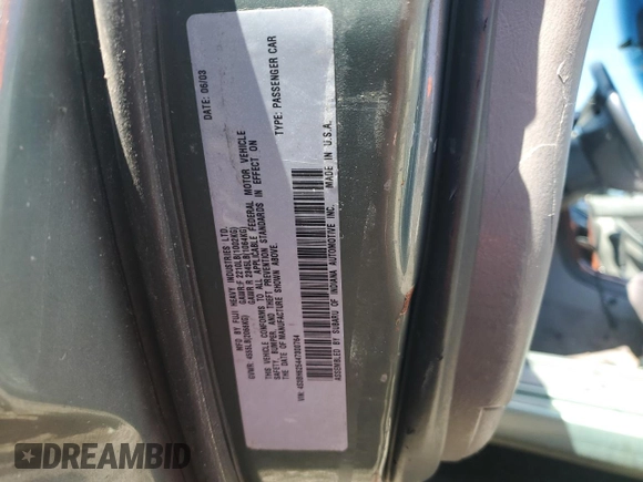 2004 Subaru Legacy L with VIN 4S3BH625447300764, listed as a Copart auction lot 51784325 with Not provided miles and Salvage title. Bid and sale history available at DreamBid. Image 12.