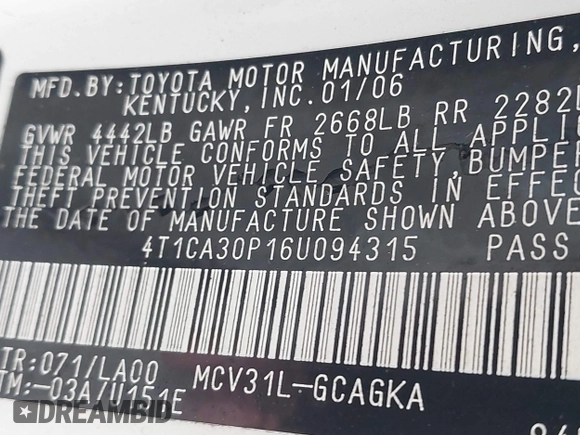 2006 Toyota Solara SE с VIN 4T1CA30P16U094315, выставлен на аукционе IAAI как лот 42215000 с пробегом 123 153 миль миль и . История ставок и продаж доступна на DreamBid. Изображение 9.