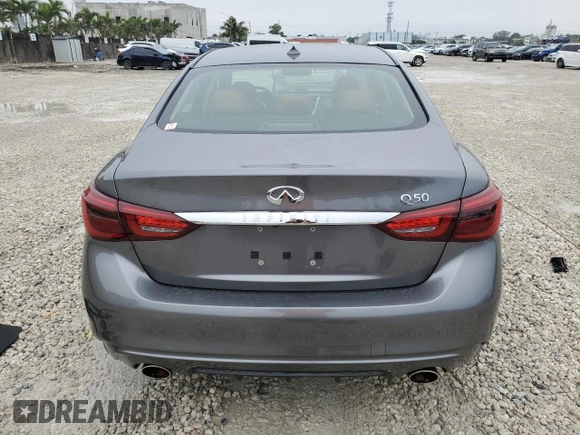 2023 Infiniti Q50 Luxe with VIN JN1EV7BP1PM510616, listed as a Copart auction lot 42381345 with 7,611 mi miles and Non Repairable. Bid and sale history available at DreamBid. Image 6.