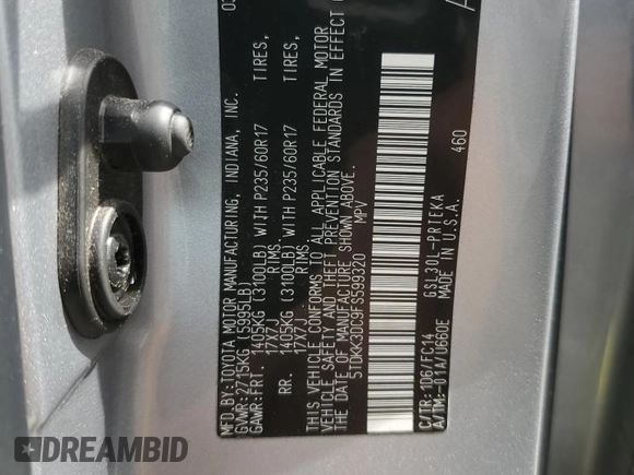 2015 Toyota Sienna LE AAS with VIN 5TDKK3DC9FS599320, listed as a Copart auction lot 49948945 with 0 mi miles and Salvage Title. Bid and sale history available at carsss.com. Image 13.