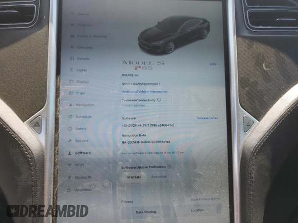 2013 Tesla Model S Performance с VIN 5YJSA1DP8DFP13075, выставлен на аукционе Copart как лот 59575955 с пробегом 106 169 миль миль и Чистый • Clean title. История ставок и продаж доступна на DreamBid. Изображение 9.