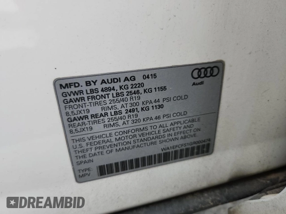 2016 Audi Q3 Premium Plus z VIN WA1EFCFS1GR000474, wystawiony jako Copart lot #59571135 z przebiegiem 122 132 mil mil oraz Czysty tytuł • Clean title. Historia ofert i sprzedaży dostępna na DreamBid. Obrazek 13.