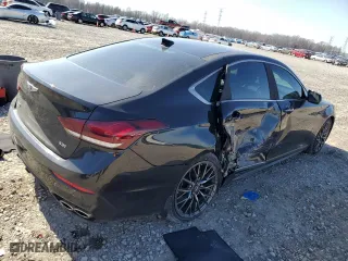 2018 Genesis G80 3.3T Sport with VIN KMHGN4JB3JU243539, listed as a Copart auction lot 43653695 with 81,008 mi miles and Salvage Title. Bid and sale history available at carsss.com. Image 3.