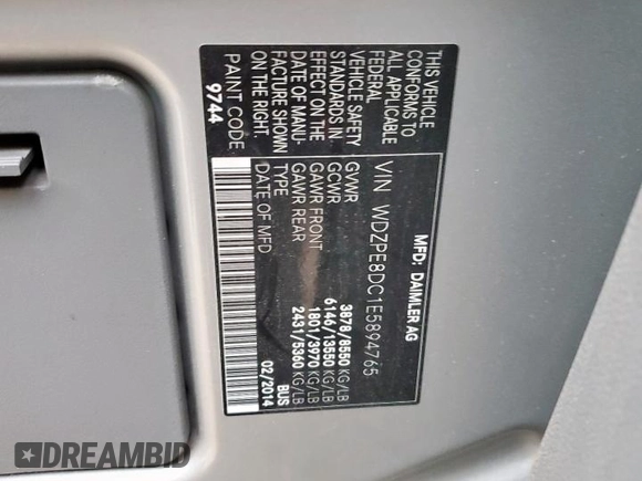 2014 Mercedes-Benz Sprinter with VIN WDZPE8DC1E5894765, listed as a Copart auction lot 44418195 with 138,738 mi miles and Salvage Title. Bid and sale history available at DreamBid. Image 13.