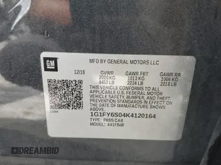 2019 Chevrolet Bolt EV LT with VIN 1G1FY6S04K4120164, listed as a Copart auction lot 59512895 with 57,692 mi miles and Salvage title. Bid and sale history available at DreamBid. Image 12.