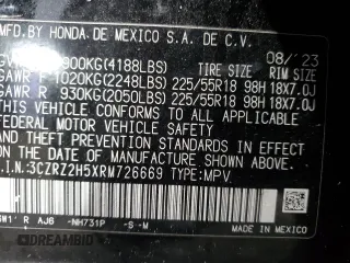 2024 Honda HR-V Sport with VIN 3CZRZ2H5XRM726669, listed as a Copart auction lot 43931535 with 29,872 mi miles and Salvage Title. Bid and sale history available at carsss.com. Image 13.