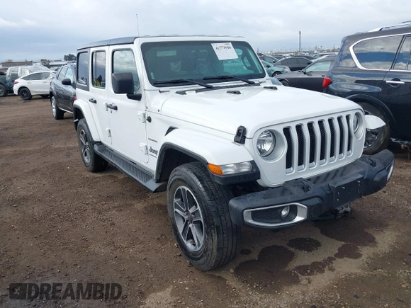 2023 Jeep Wrangler Sahara with VIN 1C4HJXEN7PW701607, listed as a IAAI auction lot 41774580 with 13,376 mi miles. Bid and sale history available at carsss.com. Image 1.