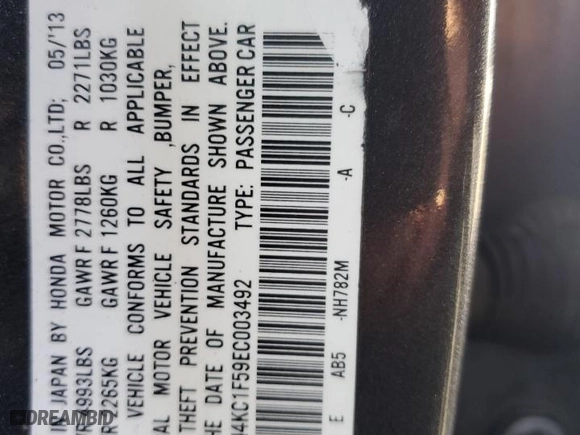2014 Acura RLX Tech Pkg with VIN JH4KC1F59EC003492, listed as a Copart auction lot 81107054 with 112,095 mi miles and Salvage Title. Bid and sale history available at carsss.com. Image 12.