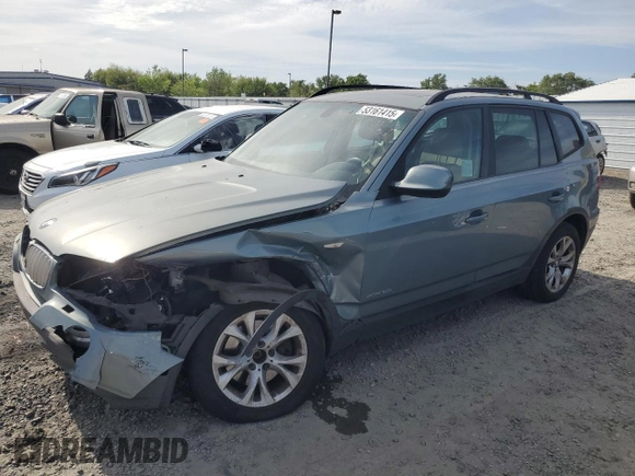 2010 BMW X3 xDrive30i with VIN WBXPC9C49AWJ34628, listed as a Copart auction lot 53161415 with 174,174 mi miles and Salvage Title. Bid and sale history available at DreamBid. Image 1.