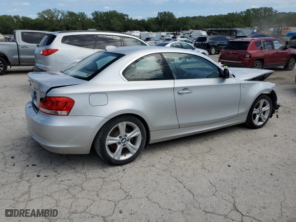 2012 BMW 1 Series 128i with VIN WBAUP7C58CVP22804, listed as a Copart auction lot 67153064 with 0 mi miles and Salvage Title. Bid and sale history available at carsss.com. Image 3.
