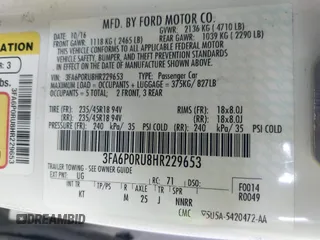 2017 Ford Fusion Hybrid Titanium with VIN 3FA6P0RU8HR229653, listed as a IAAI auction lot 42445182 with 163,279 mi miles and . Bid and sale history available at DreamBid. Image 9.