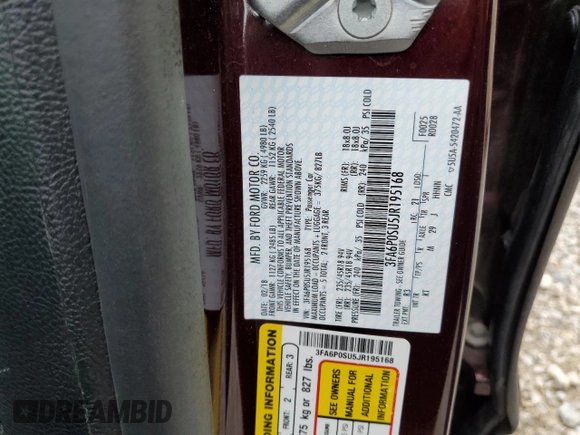 2018 Ford Fusion Energi Titanium with VIN 3FA6P0SU5JR195168, listed as a Copart auction lot 46533273 with 222,773 mi miles. Bid and sale history available at carsss.com. Image 15.