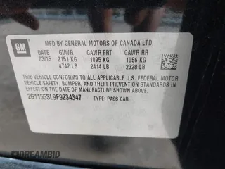 2015 Chevrolet Impala LTZ with VIN 2G1155SL9F9234347, listed as a IAAI auction lot 42090263 with 199,268 mi miles and . Bid and sale history available at DreamBid. Image 9.