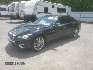 2019 Infiniti Q50 Luxe with VIN JN1EV7AR9KM594129, listed as a Copart auction lot 58048005 with 37,858 mi miles and Salvage title. Bid and sale history available at DreamBid. Image 1.