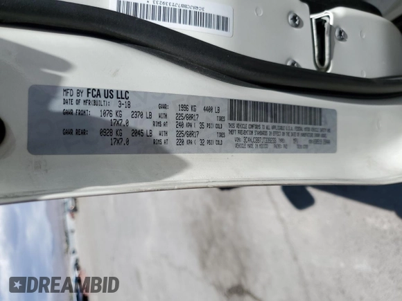 2018 Jeep Compass Latitude z VIN 3C4NJCBB7JT339233, wystawiony jako Copart lot #55175065 z przebiegiem Nie podano mil oraz Szkoda całkowita • Salvage title. Historia ofert i sprzedaży dostępna na DreamBid. Obrazek 13.