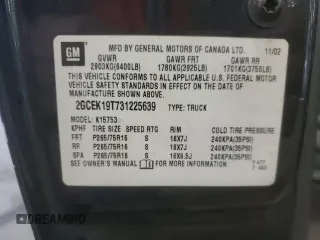 2003 Chevrolet Silverado 1500 LS with VIN 2GCEK19T731225639, listed as a Copart auction lot 50936555 with 151,087 mi miles and Clean Title. Bid and sale history available at carsss.com. Image 12.