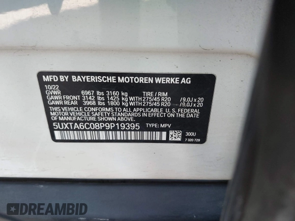 2023 BMW X5 xDrive45e z VIN 5UXTA6C08P9P19395, wystawiony jako IAAI lot #42272149 z przebiegiem 3 281 mil mil oraz . Historia ofert i sprzedaży dostępna na DreamBid. Obrazek 9.