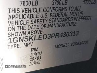 2023 Chevrolet Tahoe Commercial with VIN 1GNSKLED3PR430313, listed as a IAAI auction lot 42061257 with 22,824 mi miles and . Bid and sale history available at DreamBid. Image 9.