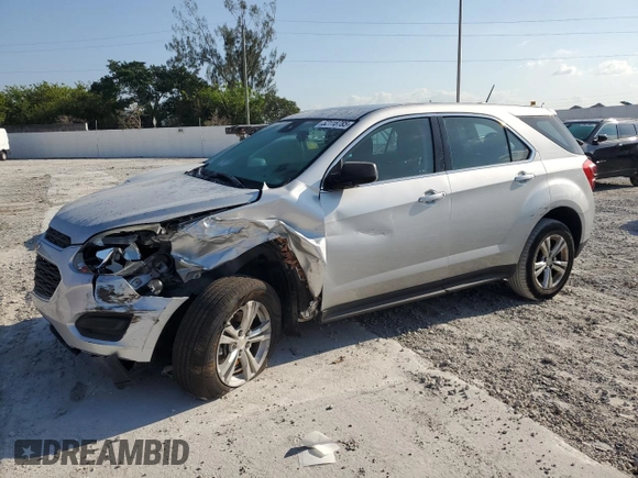 2016 Chevrolet Equinox LS with VIN 2GNALBEKXG1124218, listed as a Copart auction lot 52118785 with 44,870 mi miles and Salvage Title. Bid and sale history available at carsss.com. Image 1.