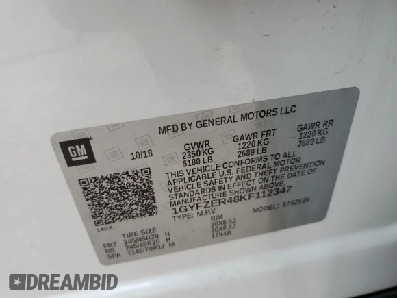 2019 Cadillac XT4 FWD Sport z VIN 1GYFZER48KF112347, wystawiony jako Copart lot #51124995 z przebiegiem 60 811 mil mil oraz Szkoda całkowita • Salvage title. Historia ofert i sprzedaży dostępna na DreamBid. Obrazek 13.