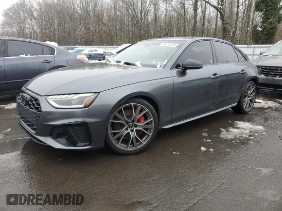 2021 Audi S4 Premium Plus with VIN WAUB4AF49MA020662, listed as a Copart auction lot 44776105 with 47,620 mi miles and Salvage Title. Bid and sale history available at carsss.com. Image 1.