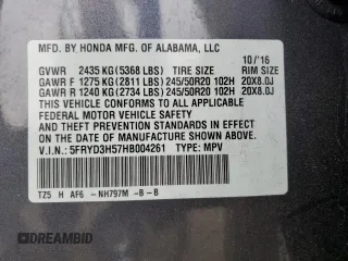2017 Acura MDX Technology with VIN 5FRYD3H57HB004261, listed as a Copart auction lot 61956755 with 73,600 mi miles and Salvage title. Bid and sale history available at DreamBid. Image 13.