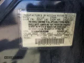 2011 Nissan Sentra SR with VIN 3N1AB6AP6BL653406, listed as a Copart auction lot 53885235 with Not Provided miles and Salvage Title. Bid and sale history available at DreamBid. Image 12.