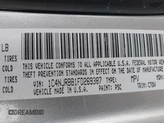 2015 Jeep Patriot Sport with VIN 1C4NJRBB1FD269387, listed as a IAAI auction lot 42111334 with 175,512 mi miles and . Bid and sale history available at carsss.com. Image 9.