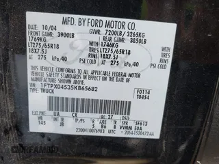 2005 Ford F-150 XLT с VIN 1FTPX04535KB65682, выставлен на аукционе IAAI как лот 42412061 с пробегом 196 453 миль миль и . История ставок и продаж доступна на DreamBid. Изображение 9.