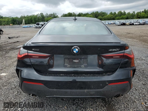 2022 BMW 4 Series 430i xDrive with VIN WBA73AP01NCJ51756, listed as a Copart auction lot 58590465 with Not provided miles and Salvage title. Bid and sale history available at DreamBid. Image 6.