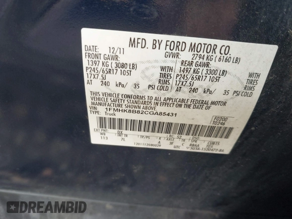 2012 Ford Explorer с VIN 1FMHK8B82CGA85431, выставлен на аукционе IAAI как лот 42699453 с пробегом 41 898 миль миль и . История ставок и продаж доступна на DreamBid. Изображение 9.