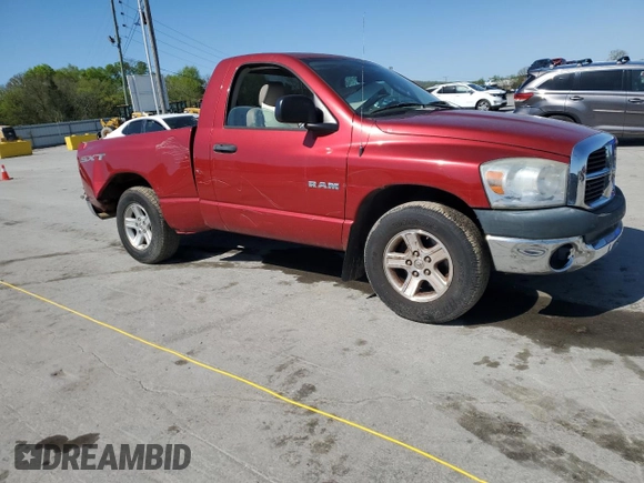 2008 Dodge 1500 ST with VIN 1D7HA16K08J213329, listed as a Copart auction lot 53147975 with 48,987 mi miles and Salvage Title. Bid and sale history available at DreamBid. Image 4.