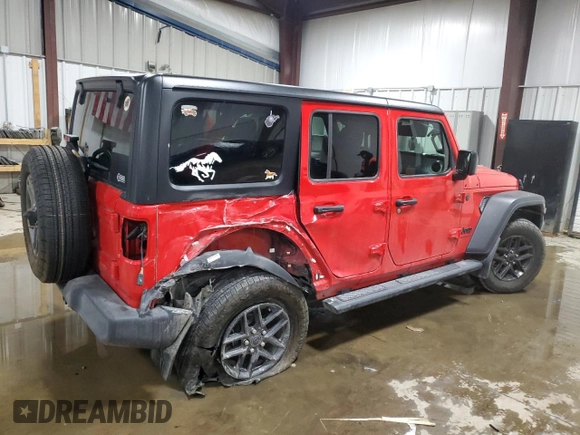 2024 Jeep Wrangler Sport S with VIN 1C4PJXDG5RW177357, listed as a Copart auction lot 52955605 with 8,382 mi miles and Salvage Title. Bid and sale history available at DreamBid. Image 3.