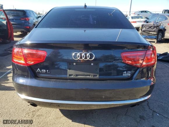2012 Audi A8 L with VIN WAURVAFDXCN034461, listed as a Copart auction lot 80657854 with 165,581 mi miles and Salvage Title. Bid and sale history available at carsss.com. Image 6.
