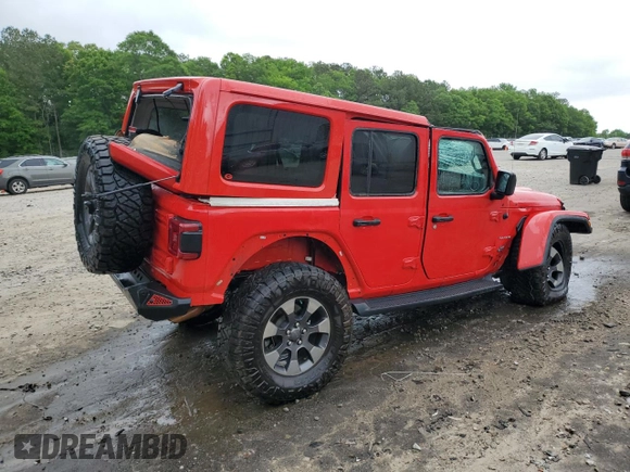 2018 Jeep Wrangler Unlimited Sahara with VIN 1C4HJXEG9JW146717, listed as a Copart auction lot 55062845 with 148,844 mi miles and Salvage title. Bid and sale history available at DreamBid. Image 3.