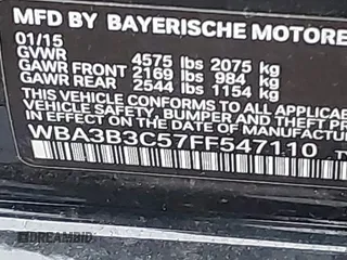 2015 BMW 3 Series 328i xDrive with VIN WBA3B3C57FF547110, listed as a IAAI auction lot 41870141 with 49,412 mi miles and . Bid and sale history available at carsss.com. Image 9.