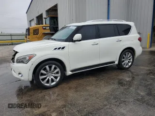2012 Infiniti QX56 7-passenger with VIN JN8AZ2NF4C9517714, listed as a Copart auction lot 43784675 with 145,483 mi miles and Salvage Title. Bid and sale history available at carsss.com. Image 1.