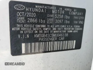 2021 Genesis G80 2.5T with VIN KMTGB4SC5MU046138, listed as a Copart auction lot 47270694 with 36,113 mi miles and . Bid and sale history available at carsss.com. Image 13.