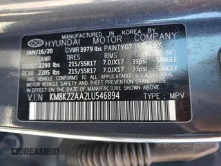 2020 Hyundai Kona SEL with VIN KM8K22AA2LU546894, listed as a Copart auction lot 49510475 with 35,011 mi miles and Salvage Title. Bid and sale history available at DreamBid. Image 12.
