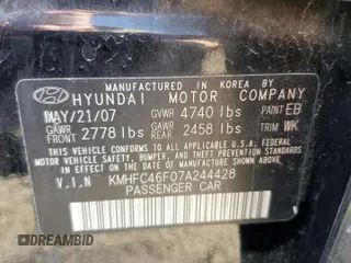 2007 Hyundai Azera SE z VIN KMHFC46F07A244428, wystawiony jako Copart lot #80260304 z przebiegiem Nie podano mil oraz Szkoda całkowita • Salvage title. Historia ofert i sprzedaży dostępna na DreamBid. Obrazek 12.