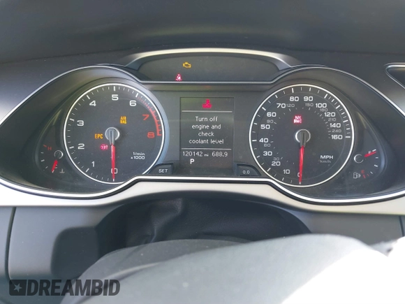 2014 Audi A4 Premium with VIN WAUAFAFL9EN024282, listed as a IAAI auction lot 41653451 with 120,142 mi miles. Bid and sale history available at carsss.com. Image 12.