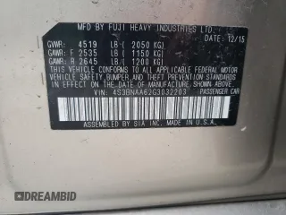2016 Subaru Legacy 2.5i with VIN 4S3BNAA62G3032203, listed as a Copart auction lot 63214875 with 113,590 mi miles and Salvage title. Bid and sale history available at DreamBid. Image 12.