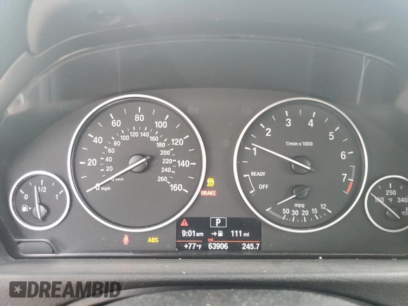 2015 BMW 3 Series 320i xDrive with VIN WBA3C3G5XFNT53779, listed as a Copart auction lot 59126795 with 63,906 mi miles and Salvage title. Bid and sale history available at DreamBid. Image 9.