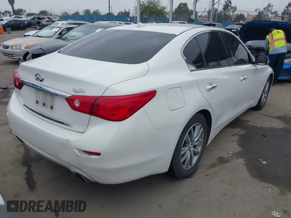 2015 Infiniti Q50 Premium with VIN JN1BV7AP6FM342619, listed as a IAAI auction lot 41871222 with 162,873 mi miles. Bid and sale history available at carsss.com. Image 4.