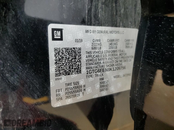 2019 GMC Canyon 4WD Denali with VIN 1GTG6EEN8K1209756, listed as a Copart auction lot 45728425 with 85,038 mi miles and Salvage Title. Bid and sale history available at carsss.com. Image 12.