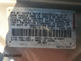 1995 Lexus ES 300 с VIN JT8GK13TXS0121401, выставлен на аукционе Copart как лот 74987404 с пробегом 90 900 миль миль и Списание • Salvage title. История ставок и продаж доступна на DreamBid. Изображение 12.