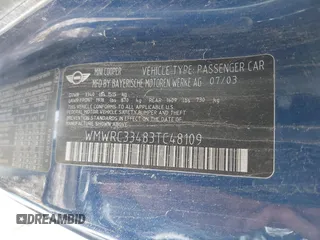 2003 MINI Hardtop z VIN WMWRC33483TC48109, wystawiony jako IAAI lot #42245601 z przebiegiem 100 738 mil mil oraz . Historia ofert i sprzedaży dostępna na DreamBid. Obrazek 9.
