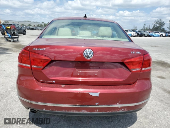 2015 Volkswagen Passat SEL Premium with VIN 1VWCT7A33FC123141, listed as a Copart auction lot 53284595 with 87,450 mi miles and Salvage title. Bid and sale history available at DreamBid. Image 6.