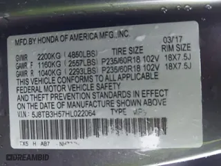 2017 Acura RDX w/Technology Pkg with VIN 5J8TB3H57HL022064, listed as a IAAI auction lot 41551579 with 77,928 mi miles. Bid and sale history available at carsss.com. Image 9.