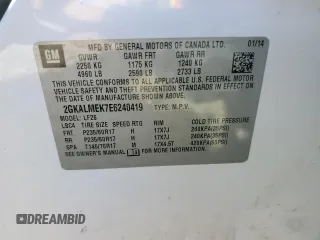 2014 GMC Terrain SLE with VIN 2GKALMEK7E6240419, listed as a Copart auction lot 49325435 with 136,168 mi miles and Salvage Title. Bid and sale history available at DreamBid. Image 14.